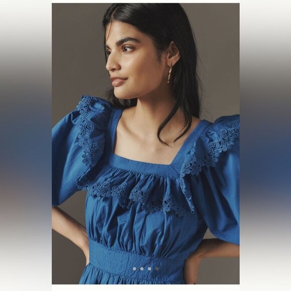 NWT Size S - Anthropologie 100% Cotton Peplum Eyelet Blouse (NWT US$ 118) - Picture 7 of 15